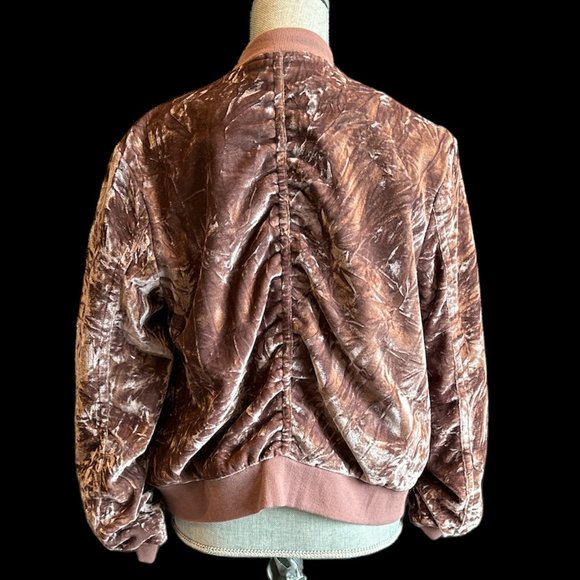 Crushed Velvet Pinkish Purple Bomber Jacket - Picture 2 of 12